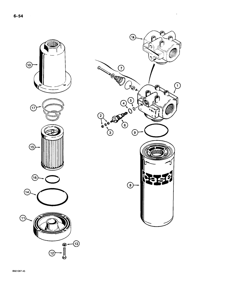 Схема запчастей Case 550 - (6-54) - HYDRAULIC OIL FILTERS (06) - POWER TRAIN