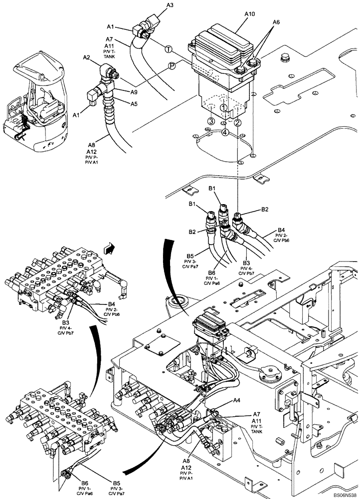 Схема запчастей Case CX17B - (01-032[00]) - HYDRAULICS - CONTROL LINES, PROPEL (PU62H00003F1, 04F1, 05F1) (35) - HYDRAULIC SYSTEMS