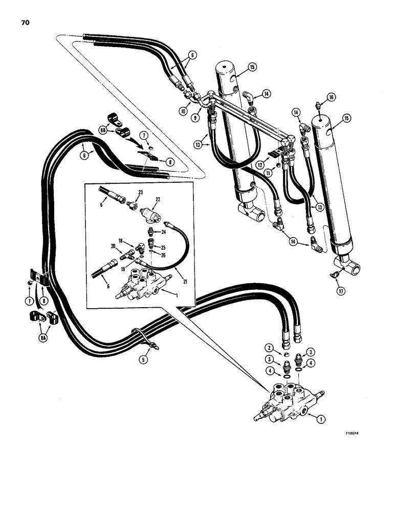 Схема запчастей Case 1816B - (70) - LOADER BUCKET CYLINDER HYDRAULIC CIRCUIT (35) - HYDRAULIC SYSTEMS