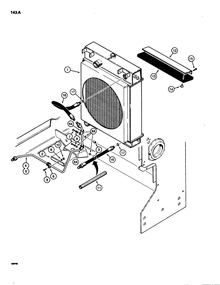 Схема запчастей Case 1150C - (143A) - COOLING CIRCUIT, SPECIAL PARTS USED WITH HEAVY DUTY RADIATOR (06) - POWER TRAIN