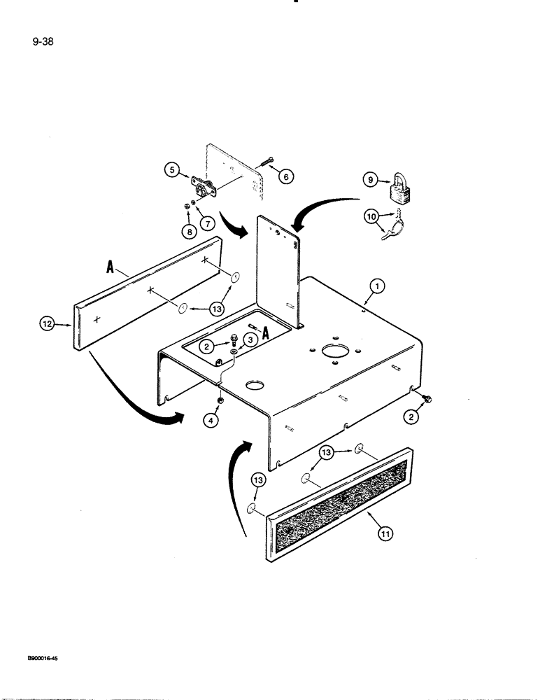 Схема запчастей Case 450C - (9-38) - HOOD (09) - CHASSIS/ATTACHMENTS