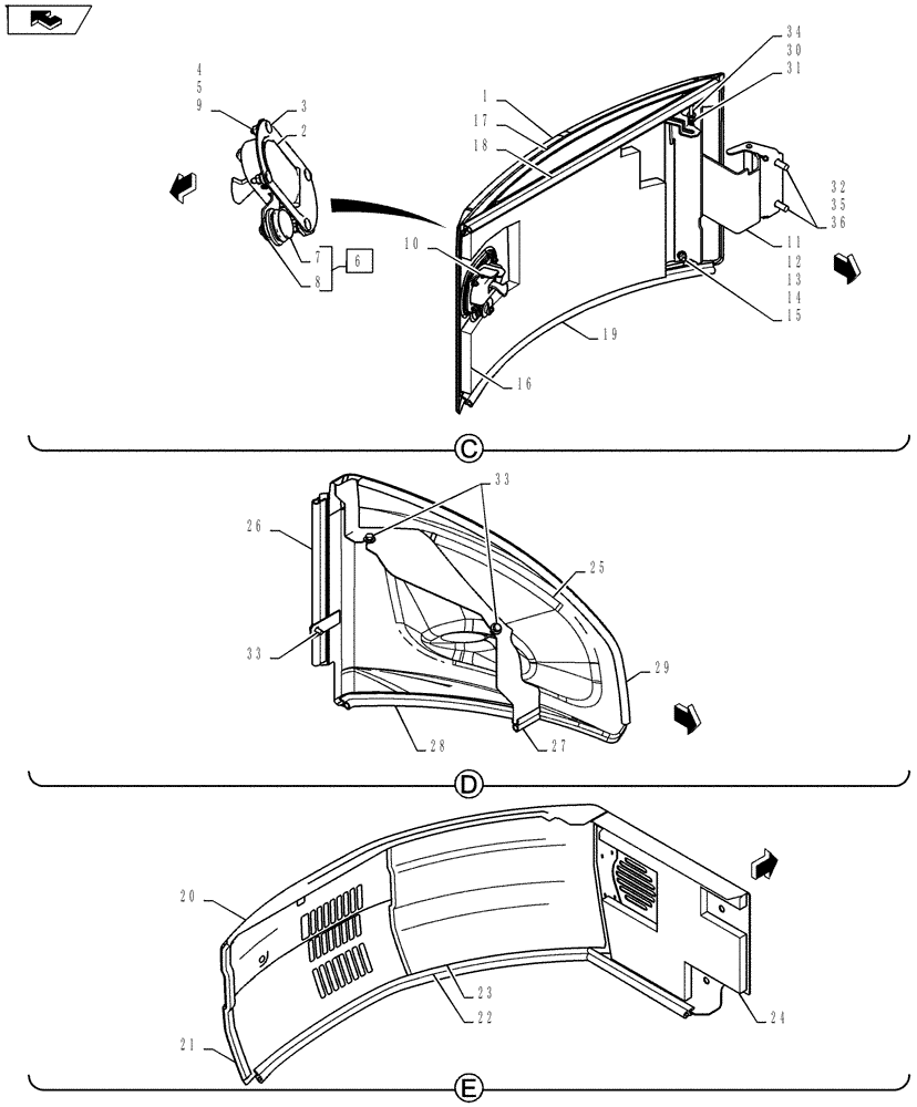 Схема запчастей Case CX27B ASN - (90.100.07) - GUARD INSTALL (CANOPY) (90) - PLATFORM, CAB, BODYWORK AND DECALS