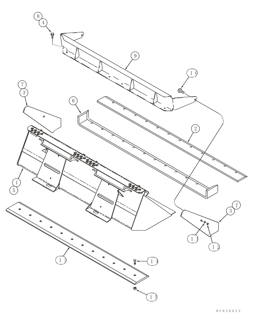 Схема запчастей Case 450CT - (09-06) - BUCKETS, LOADER - 1860 MM (73 IN) WIDE BUCKET (09) - CHASSIS