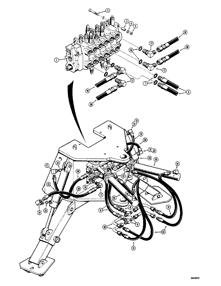 Схема запчастей Case 23 - (046) - SWING AND STABILIZER CYLINDER HYDRAULICS 