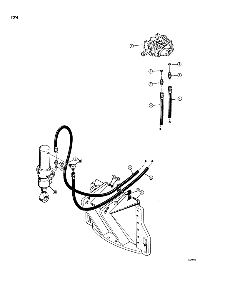 Схема запчастей Case 850 - (174) - RIPPER HYDRAULICS (07) - HYDRAULIC SYSTEM