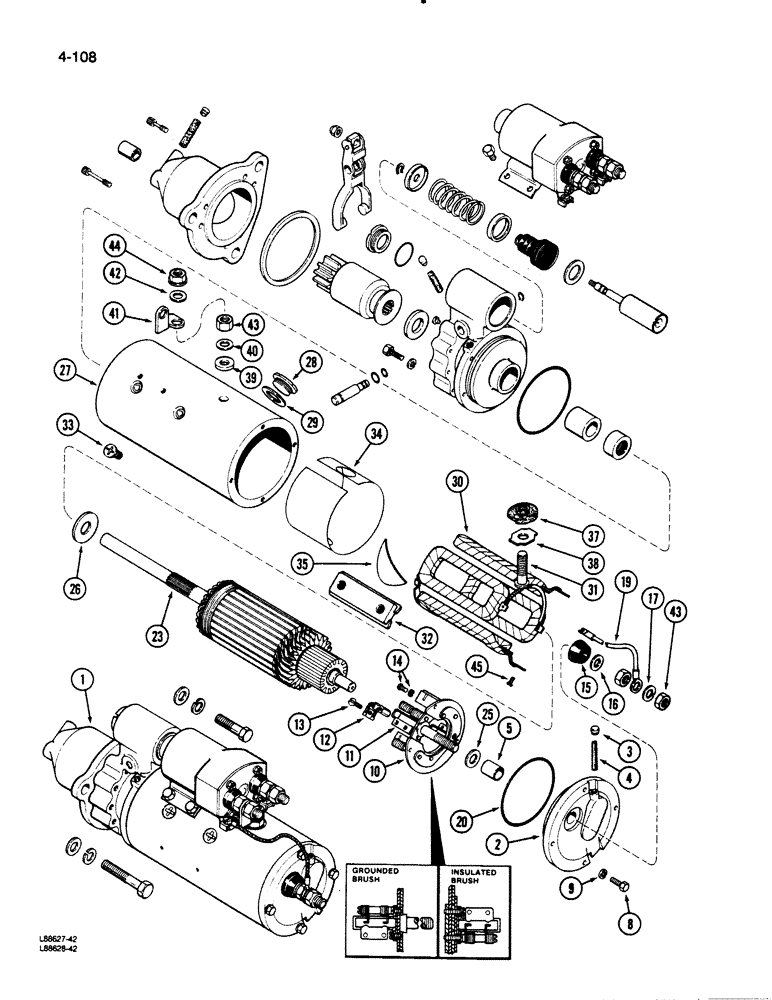 Схема запчастей Case 1455B - (4-108) - R45968 STARTER ASSEMBLY, DELCO-REMY (04) - ELECTRICAL SYSTEMS