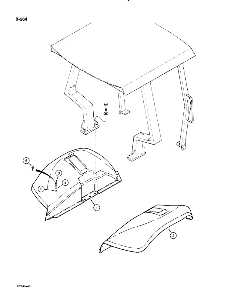 Схема запчастей Case 580K - (09-564) - REAR FENDERS, ROPS CANOPY MODELS (09) - CHASSIS/ATTACHMENTS