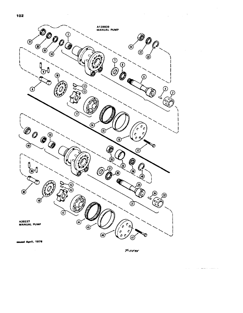 Схема запчастей Case 480B - (102) - A139839 MANUAL PUMP, HYDROSTATIC STEERING 