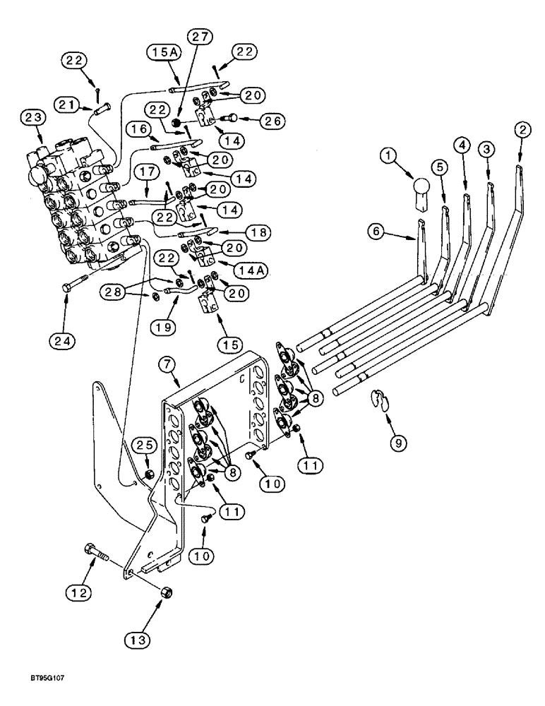 Схема запчастей Case 570LXT - (9-066) - THREE-POINT HITCH CONTROLS, THIRD LEVER, REF 4, IS PITCH/ FOURTH LEVER, REF 3, IS TILT, 570LXT MODEL (09) - CHASSIS/ATTACHMENTS