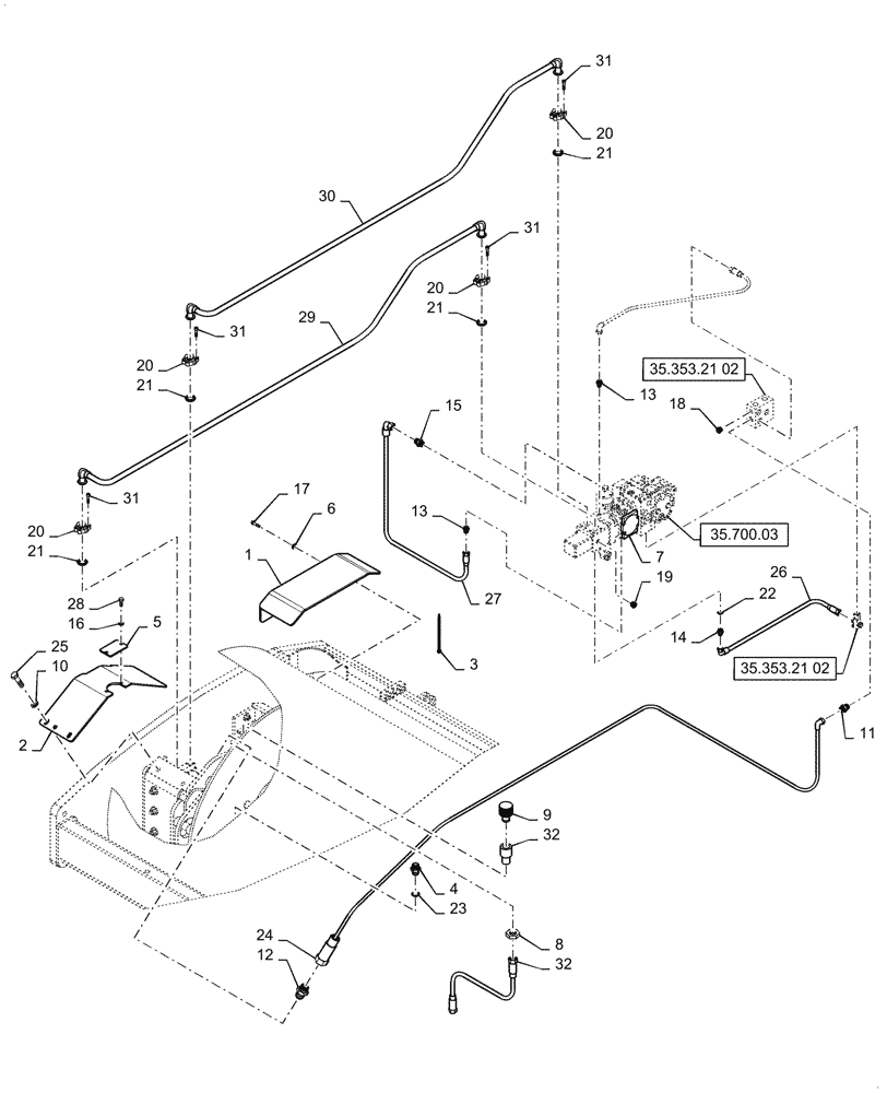 Схема запчастей Case SV212 - (35.910.09[02]) - LINES, VIBRATORY DRUM (ACE) - ASN DDD003016 (35) - HYDRAULIC SYSTEMS