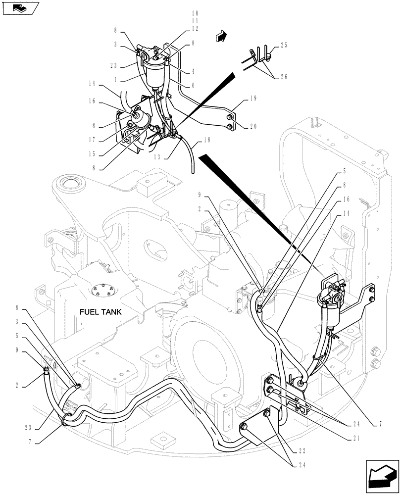 Схема запчастей Case CX27B ASN - (10.214.02) - FUEL LINES (10) - ENGINE