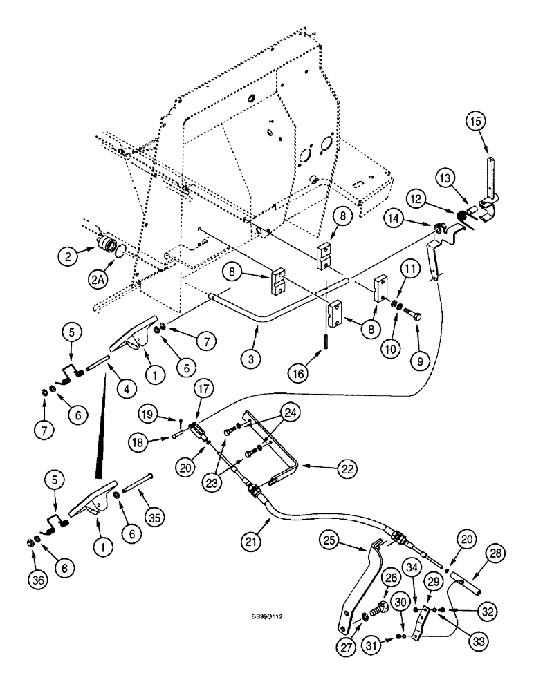 Схема запчастей Case 590SL - (3-08) - THROTTLE CONTROL LINKAGE, FOOT CONTROLS (03) - FUEL SYSTEM