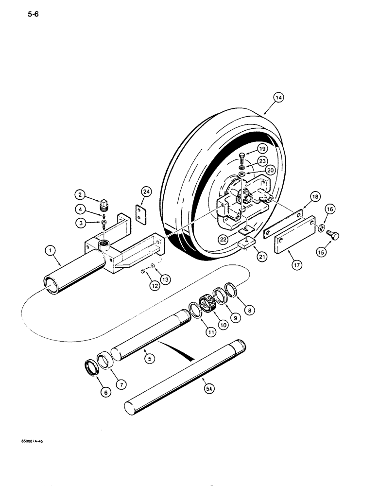 Схема запчастей Case 855D - (5-06) - TRACK ADJUSTER ASSEMBLY AND IDLER MOUNTING (11) - TRACKS/STEERING