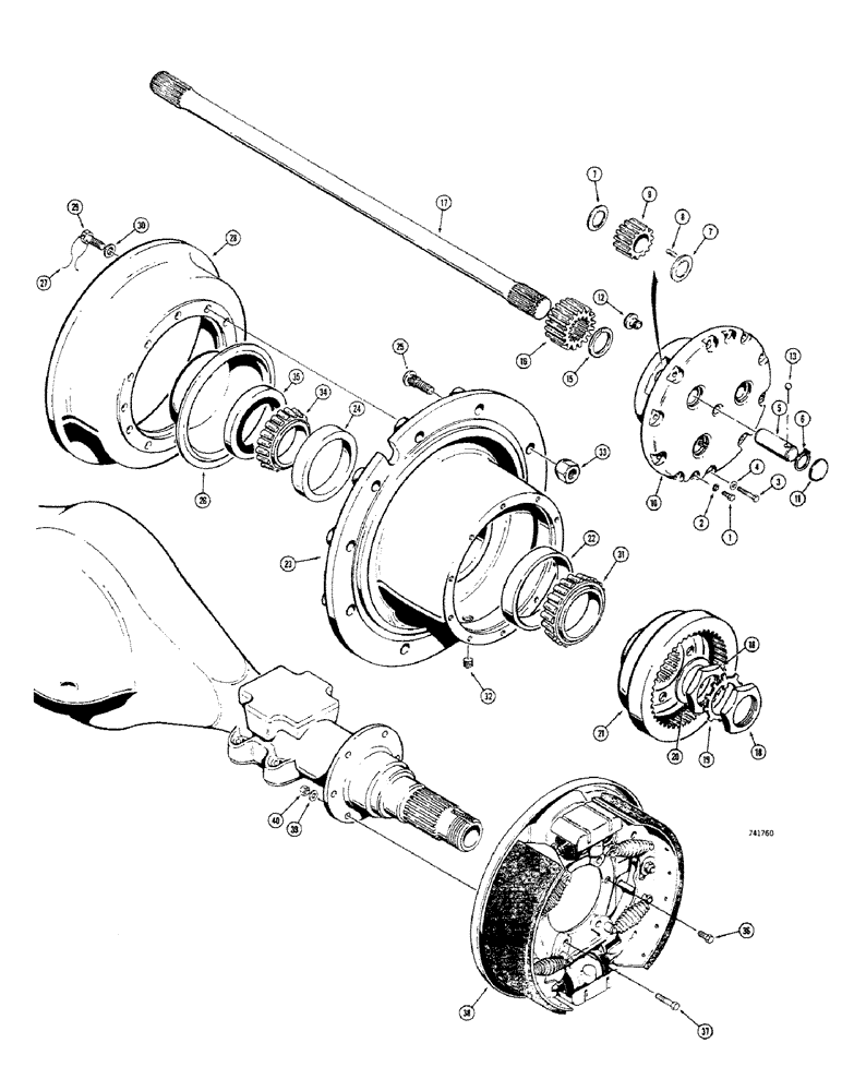 Схема запчастей Case 680CK - (096) - L54047 REAR AXLE, AXLE AND PLANETARY (27) - REAR AXLE SYSTEM