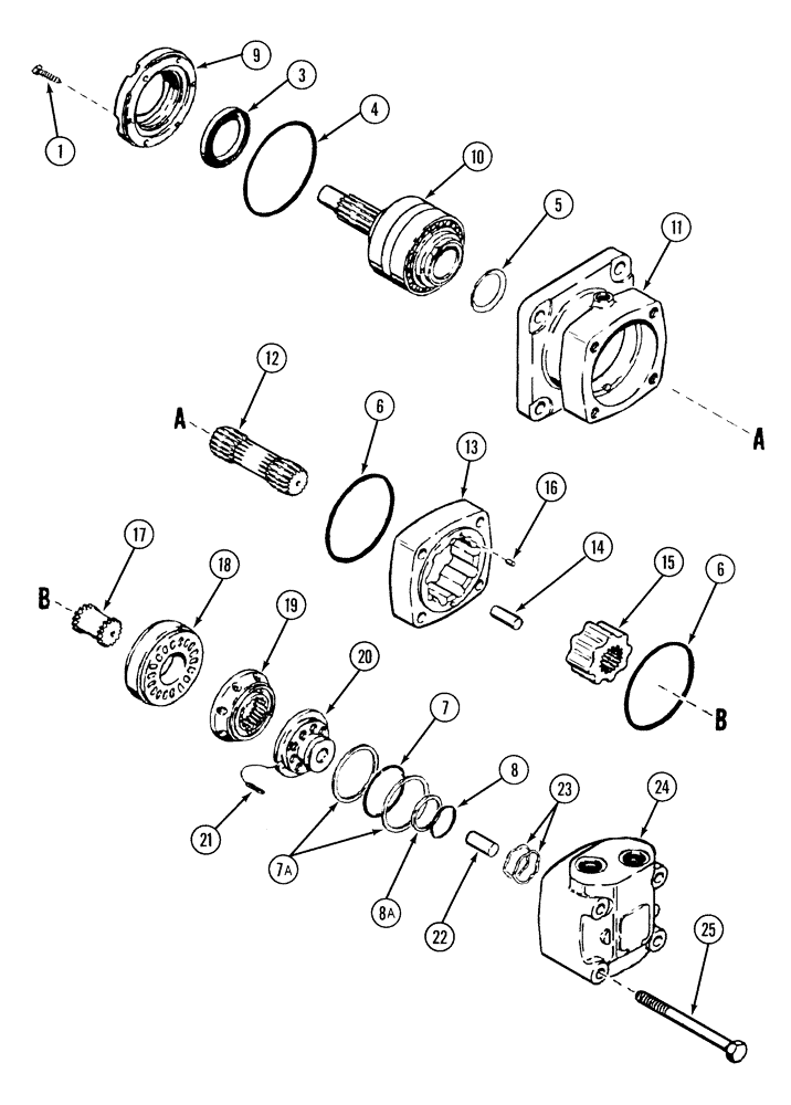 Схема запчастей Case 1835C - (6-52) - HYDRAULIC DRIVE MOTOR USED ON MODELS P.I.N. JAF0283110 AND AFTER (06) - POWER TRAIN