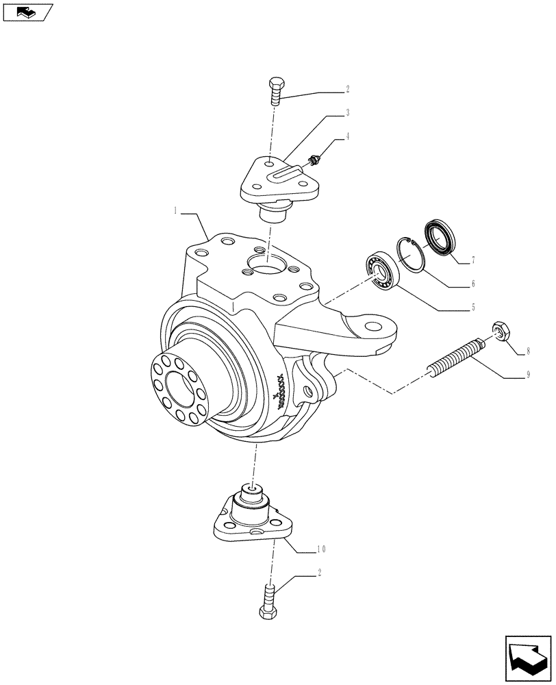 Схема запчастей Case 580SN - (25.108.02[01]) - STEERING KNUCKLE - 4WD (25) - FRONT AXLE SYSTEM