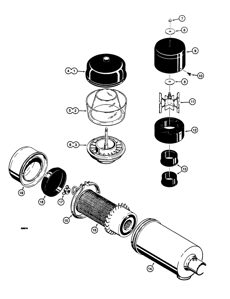 Схема запчастей Case 1845 - (024) - PRE-CLEANERS AND AIR CLEANER (10) - ENGINE