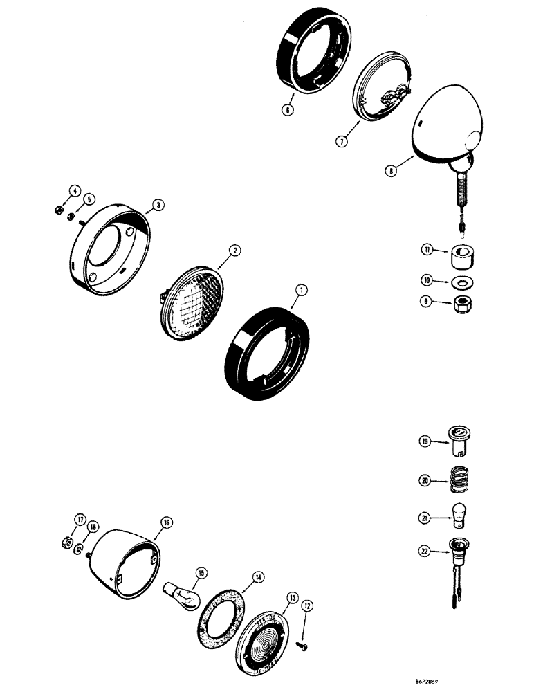 Схема запчастей Case 680CK - (072) - D30243 HEADLIGHT (55) - ELECTRICAL SYSTEMS