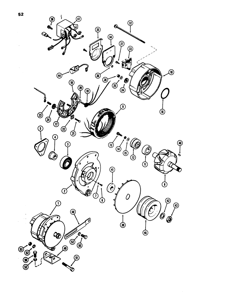 Схема запчастей Case 680E - (052) - ALTERNATOR (55) - ELECTRICAL SYSTEMS