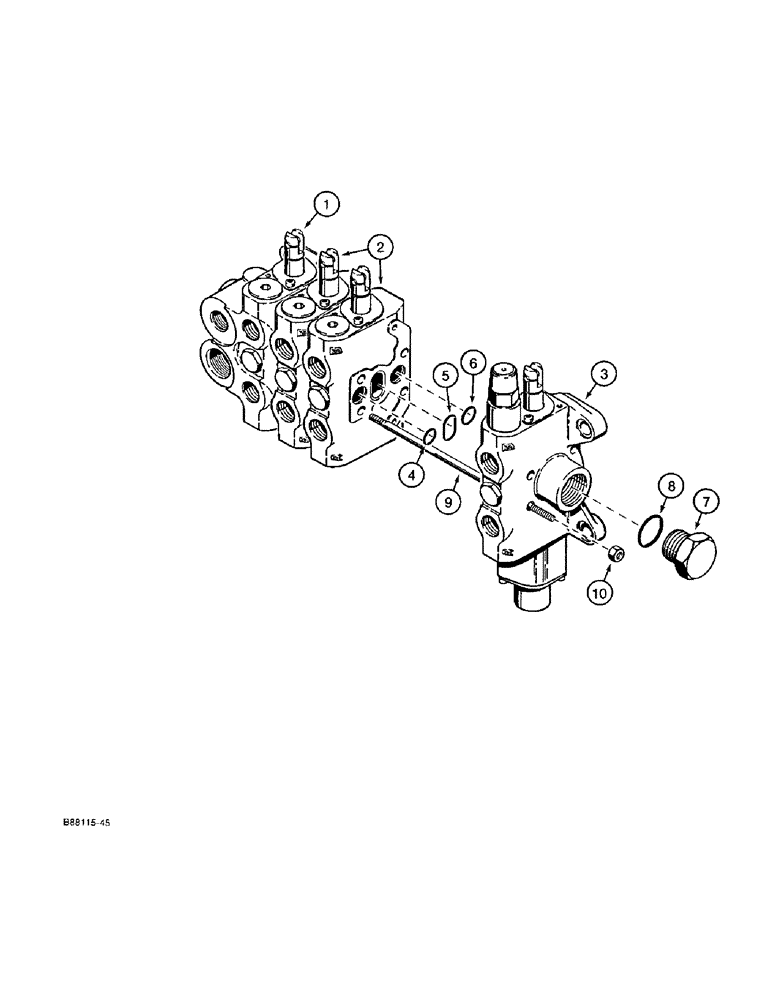 Схема запчастей Case 580SK - (8-104) - THREE-POINT HITCH CONTROL VALVE (08) - HYDRAULICS