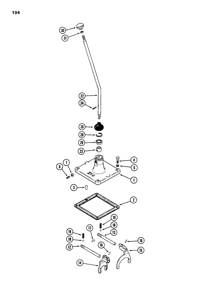 Схема запчастей Case 586D - (194) - TRANSAXLE SHIFTER MECHANISM (21) - TRANSMISSION