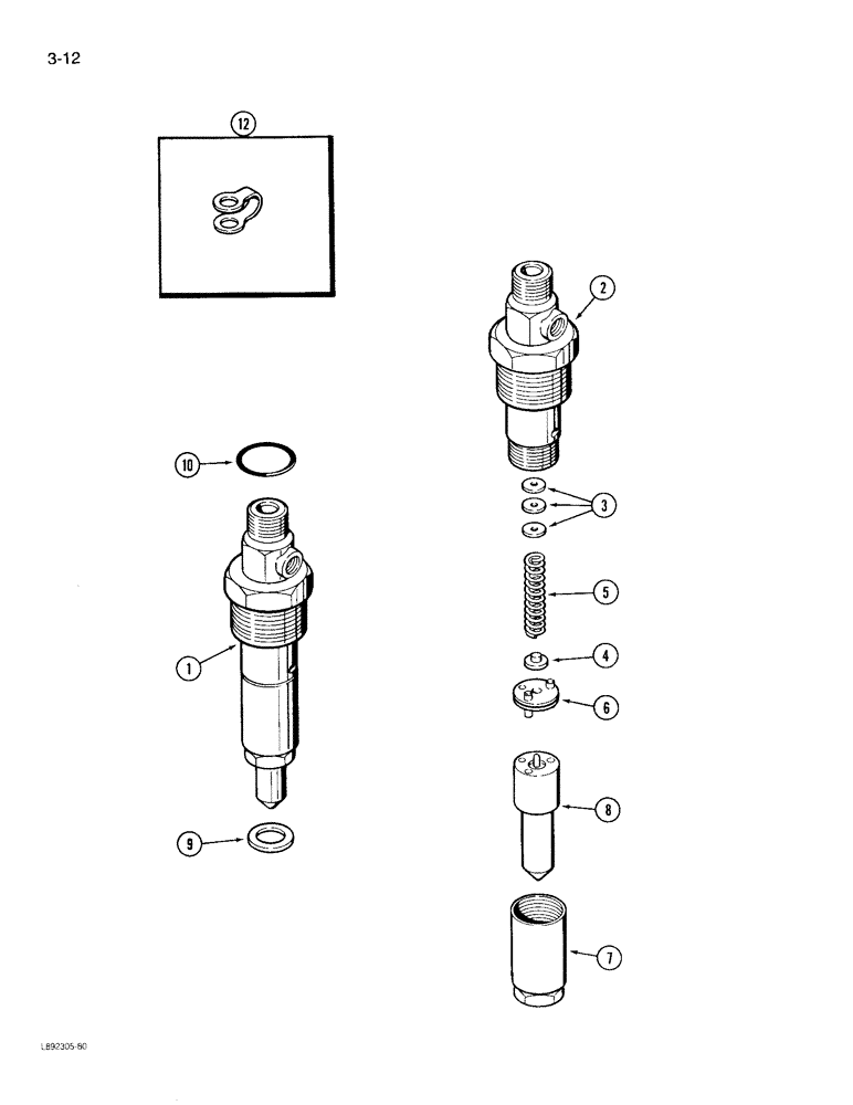 Схема запчастей Case 780D - (3-12) - FUEL INJECTION NOZZLE - 9 MM TIP, 6T-590 ENGINE, PRIOR TO ENG SN 44566928 (03) - FUEL SYSTEM