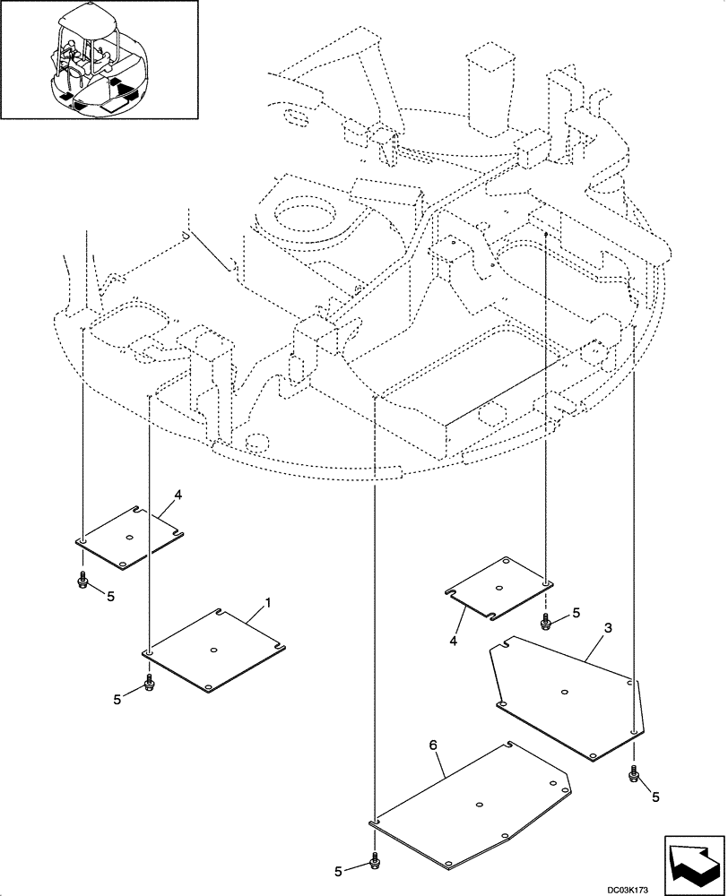 Схема запчастей Case CX47 - (09-03[00]) - TURNTABLE - ACCESS COVERS (09) - CHASSIS/ATTACHMENTS