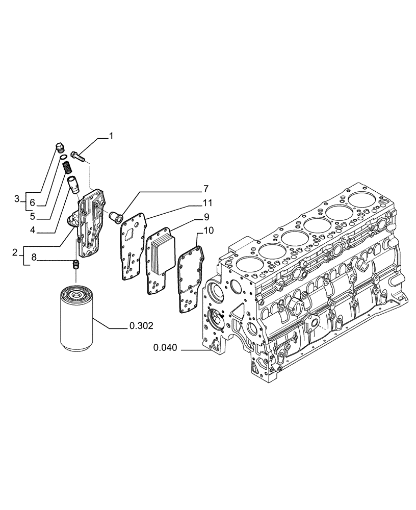 Схема запчастей Case 1850K - (0.315[01]) - HEAT EXCHANGER - ENGINE (01) - ENGINE