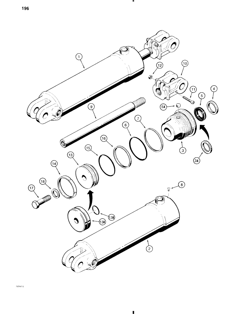 Схема запчастей Case 586C - (196) - G34196 AND G34197 TILT CYLINDER (35) - HYDRAULIC SYSTEMS