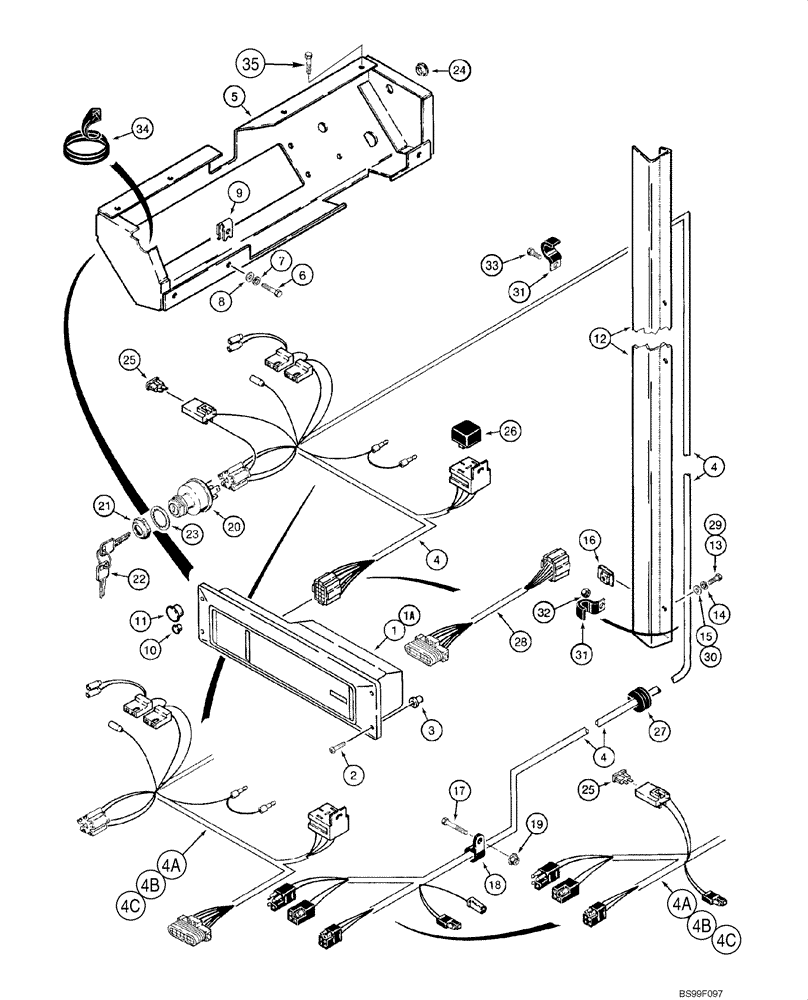 Схема запчастей Case 1845C - (04-06A) - HARNESS - INSTRUMENT CLUSTER, JAF0040228 - JAF0277352 (04) - ELECTRICAL SYSTEMS