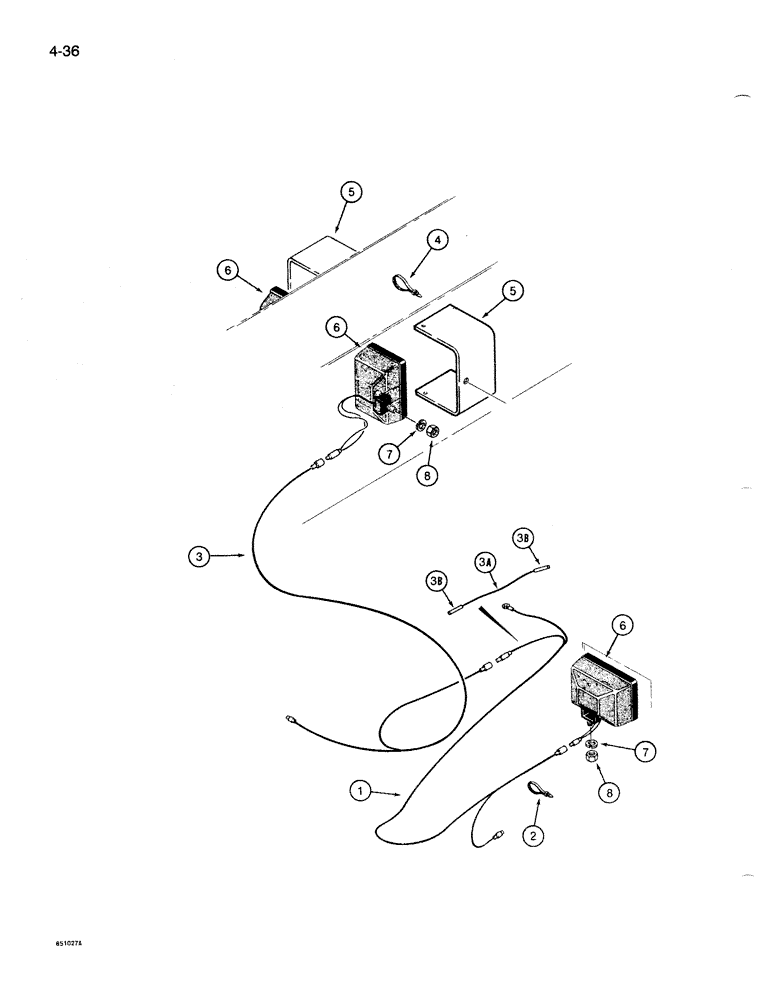 Схема запчастей Case 1085B - (4-036) - WORK LAMPS AND ELECTRICAL HARNESS (04) - ELECTRICAL SYSTEMS