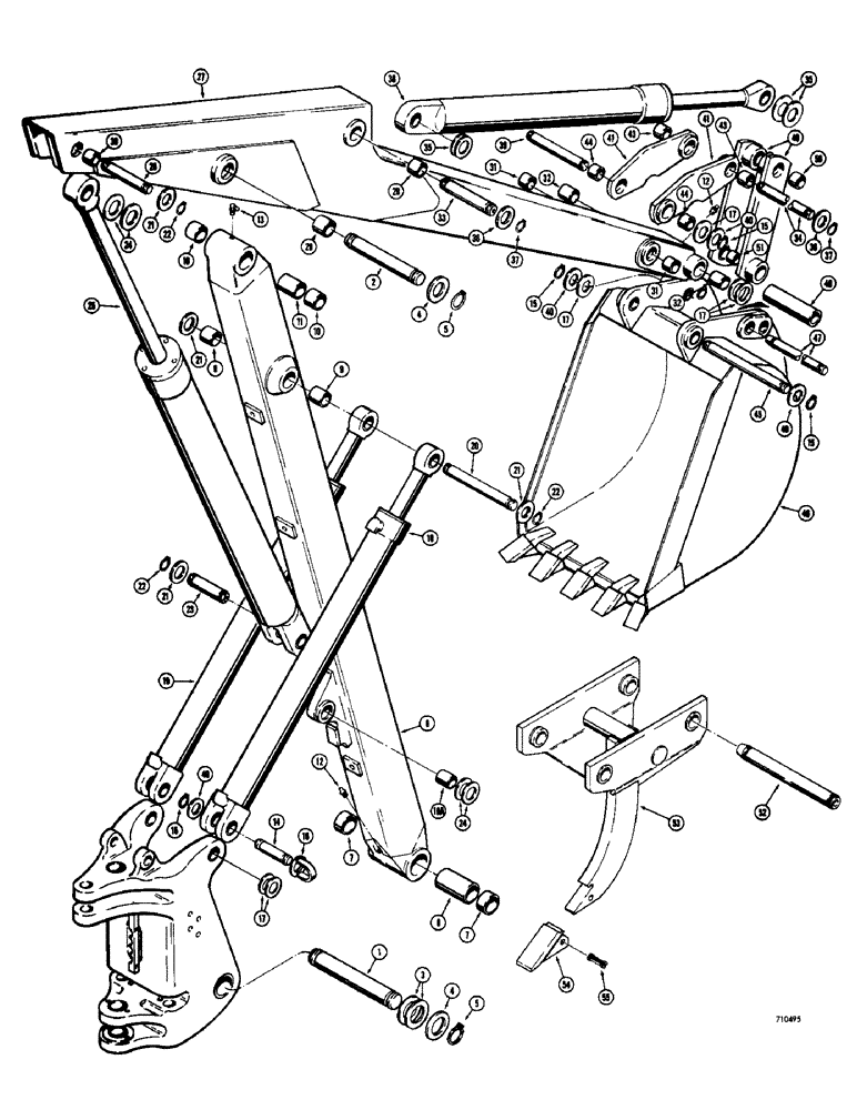 Схема запчастей Case 780 - (508) - BOOM, DIPPER ARM AND BUCKET, BEFORE TRACTOR SN. 5500550 (09) - CHASSIS/ATTACHMENTS