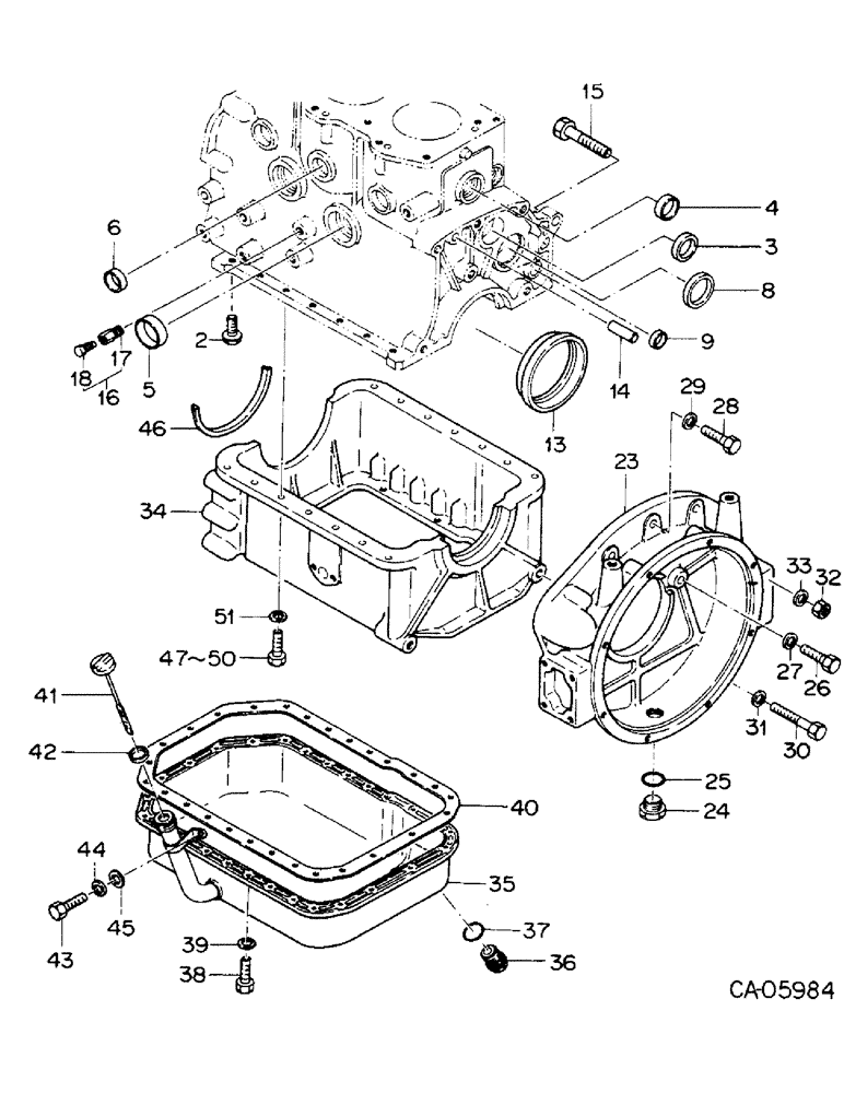 Схема запчастей Case 4140 - (12-16) - CYLINDER BLOCK AND CRANKCASE, ISUZU ENGINE (04) - Drive Train