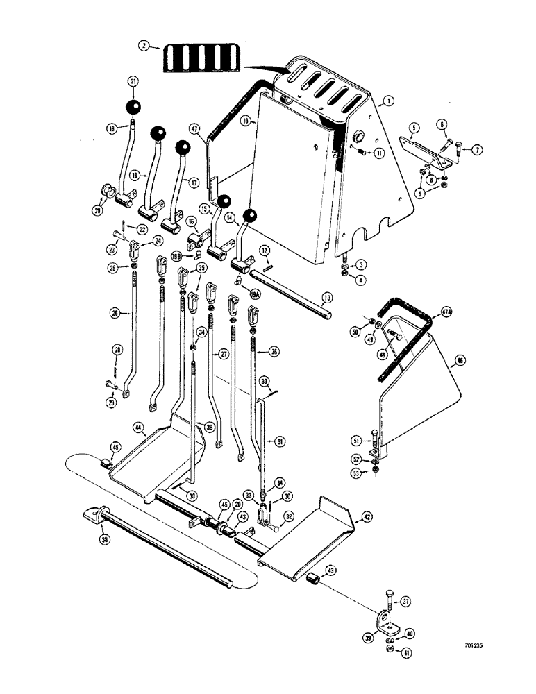 Схема запчастей Case 680CK - (170) - INDIVIDUAL LEVER BACKHOE CONTROL (FOOT SWING) (84) - BOOMS, DIPPERS & BUCKETS