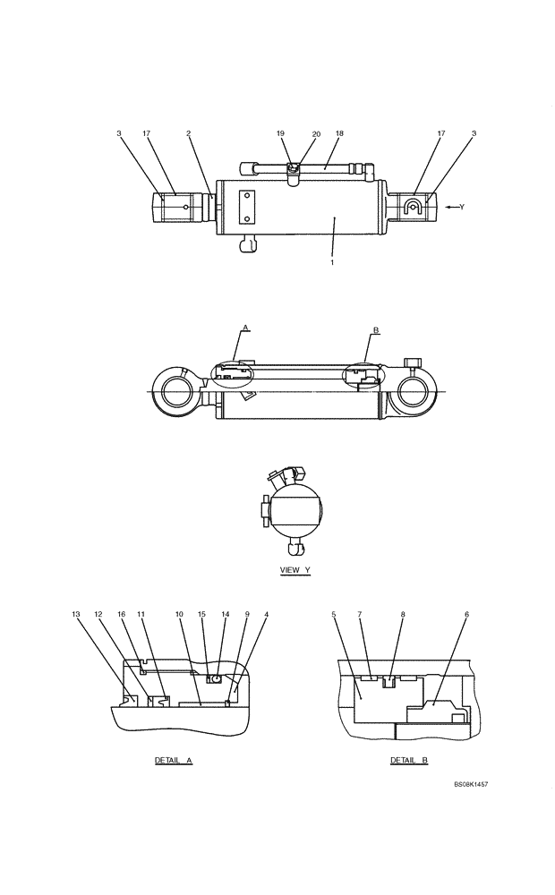 Схема запчастей Case CX50B - (07-041) - CYLINDER ASSY, DOZER (PY01V00040F1) ELECTRICAL AND HYDRAULIC COMPONENTS