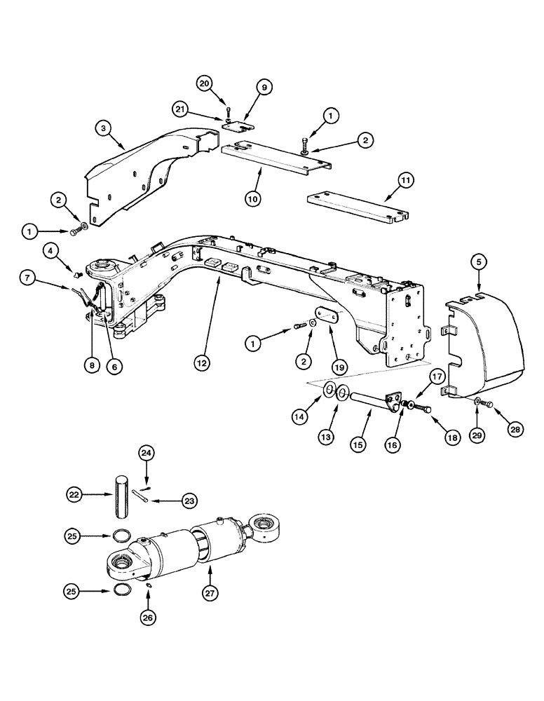 Схема запчастей Case 885 - (09-002[01]) - FRONT CHASSIS (09) - CHASSIS/ATTACHMENTS