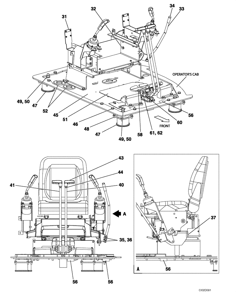 Схема запчастей Case CX225SR - (09-09) - CONTROLS, TRAVEL - OPERATORS COMPARTMENT (09) - CHASSIS