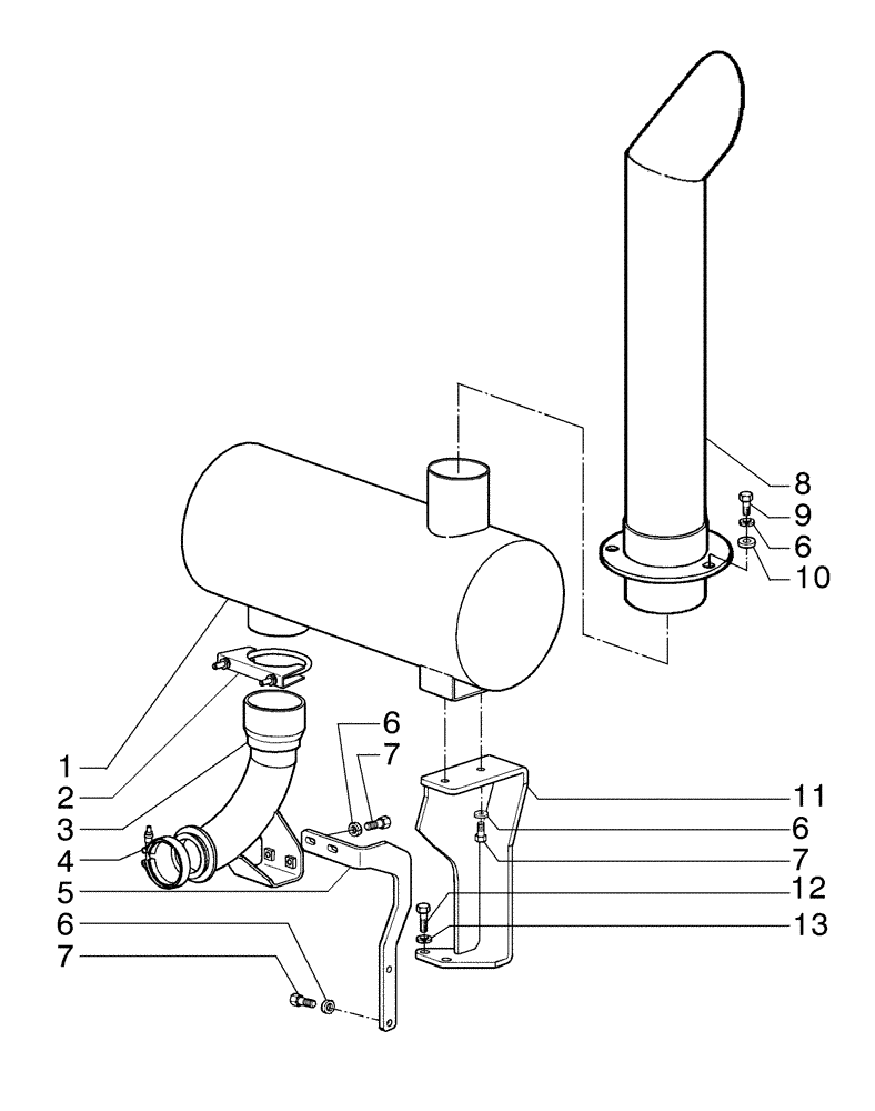 Схема запчастей Case 865B AWD - (02-20[01]) - MUFFLER AND EXHAUST PIPE (02) - ENGINE