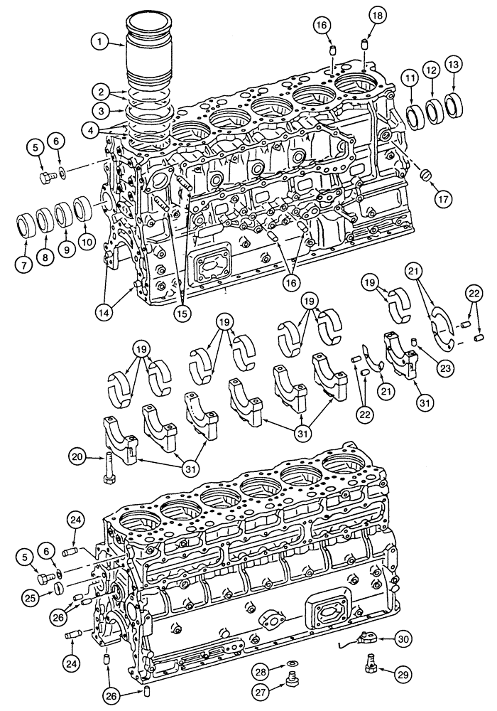 Схема запчастей Case 9050B - (2-48) - CYLINDER BLOCK ASSEMBLY, 6D22-T ENGINE (02) - ENGINE