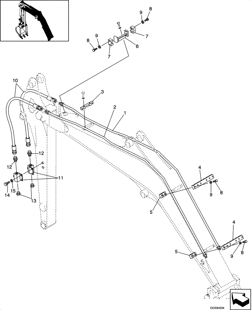 Схема запчастей Case CX25 - (08-17[00]) - HYDRAULIC LINES - BOOM (NIBBLER & BREAKER) (08) - HYDRAULICS