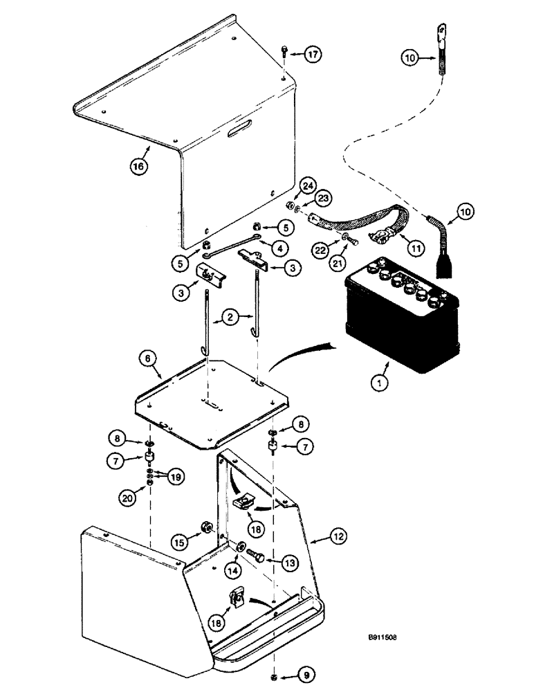 Схема запчастей Case 660 - (4-10) - BATTERY, MOUNTING, AND CABLES (04) - ELECTRICAL SYSTEMS