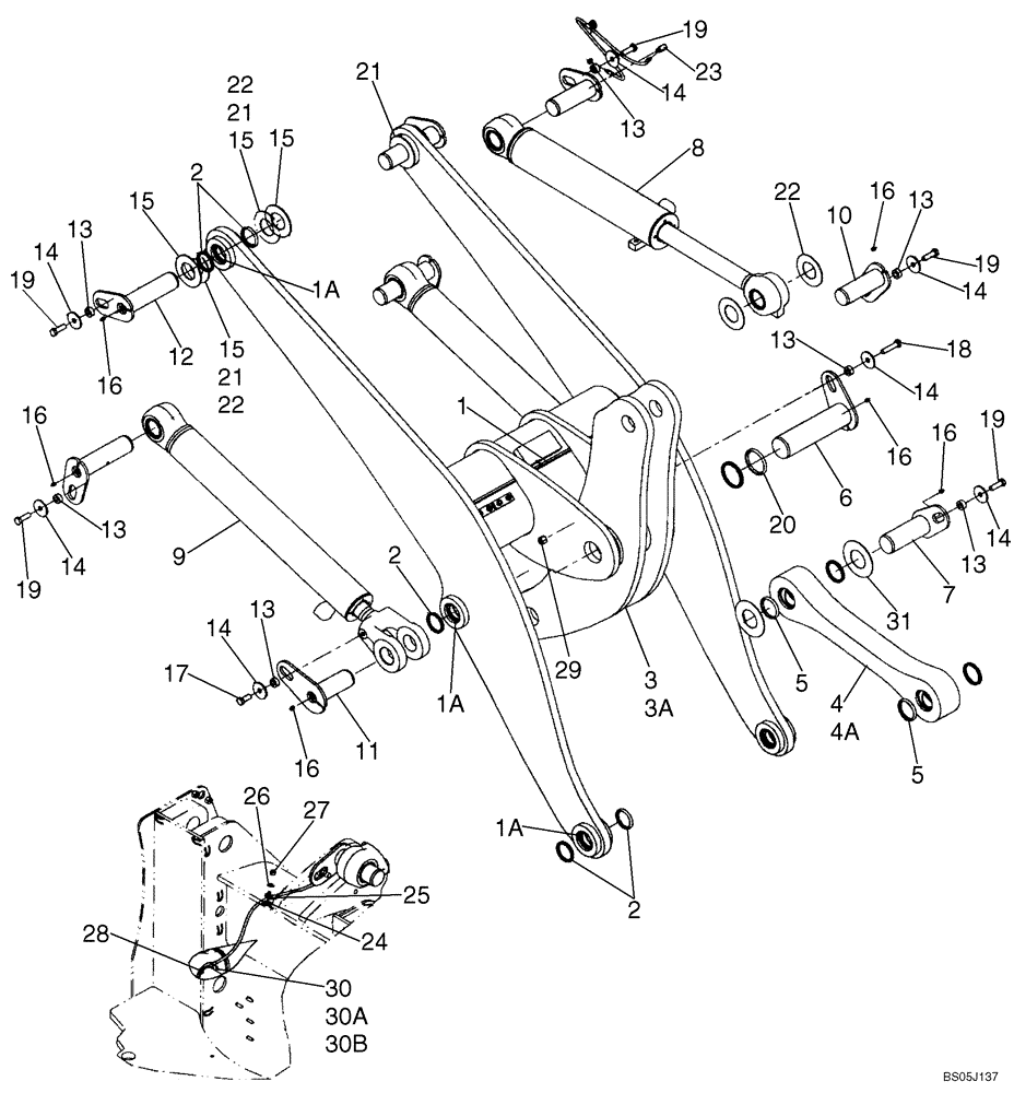 Схема запчастей Case 521D - (09-05A) - FRAME - LOADER LIFT (Z BAR LOADER) - IF USED (09) - CHASSIS