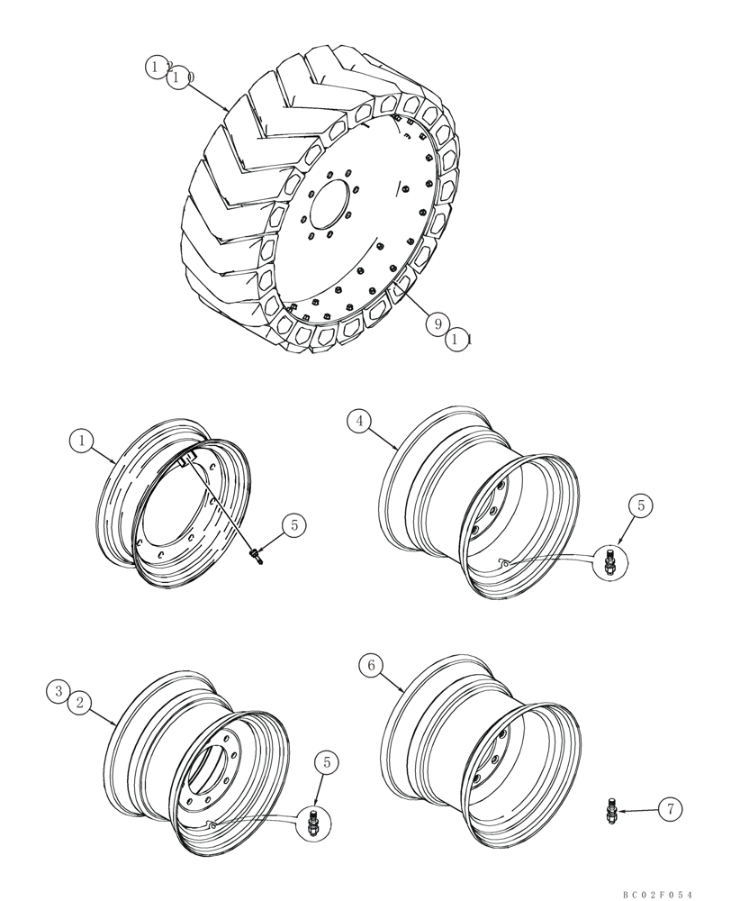 Схема запчастей Case 95XT - (06-15) - WHEELS (Mar 14 2011 8:59AM) (06) - POWER TRAIN