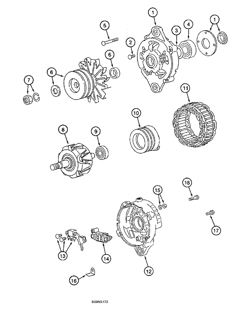 Схема запчастей Case 9060B - (4-06) - ALTERNATOR ASSEMBLY, USED ON 6D22-TC ENGINE (04) - ELECTRICAL SYSTEMS