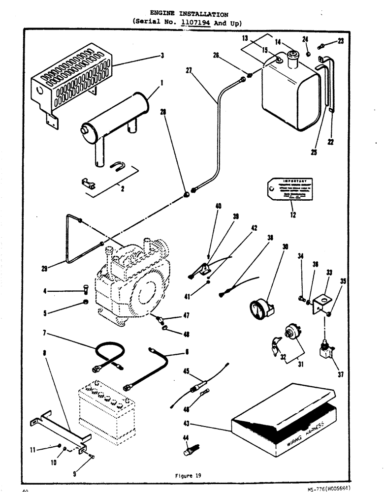 Схема запчастей Case P63 - (40) - ENGINE INSTALLATION, (SERIAL NO. 1107194 AND UP) 