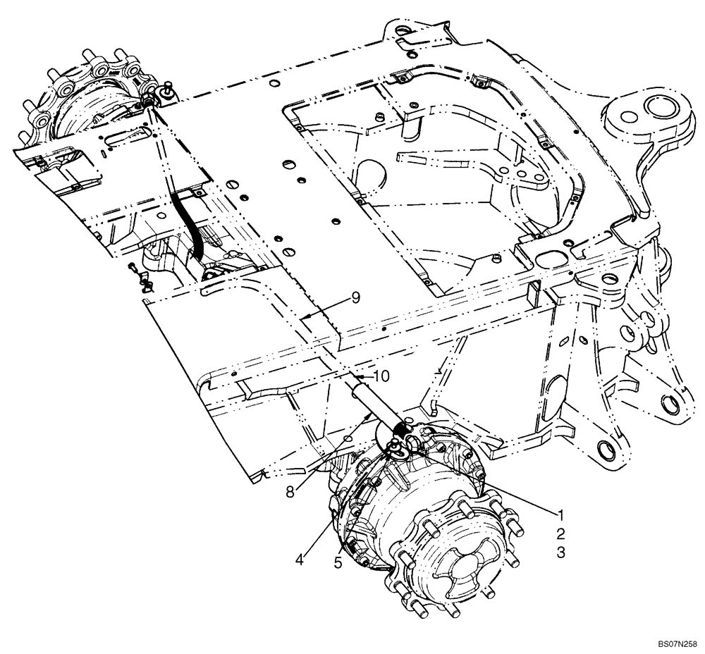 Схема запчастей Case 580M - (07-06) - BRAKE LINES TO AXLES (07) - BRAKES