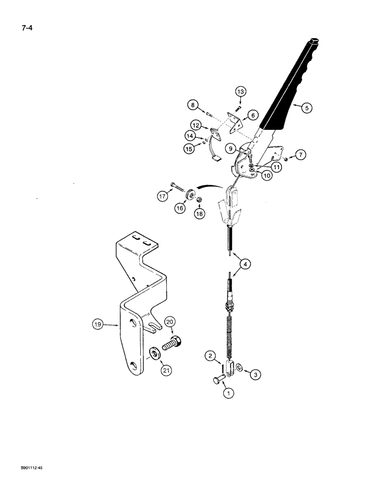 Схема запчастей Case 621 - (7-04) - PARKING BRAKE CONTROLS, PRIOR TO P.I.N. JAK0027512 (07) - BRAKES