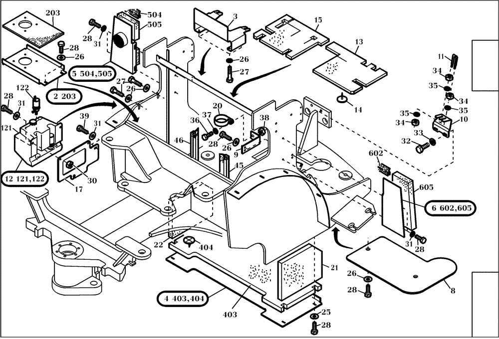 Схема запчастей Case 321D - (01.500[002]) - REAR FRAME COMPONENTS (S/N 591073-UP) No Description