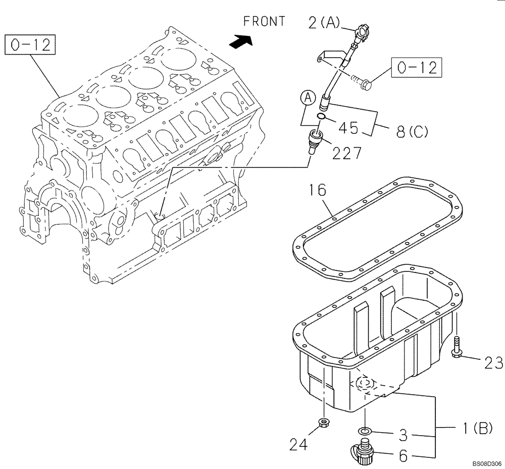 Схема запчастей Case CX75SR - (02-10) - OIL PAN (02) - ENGINE