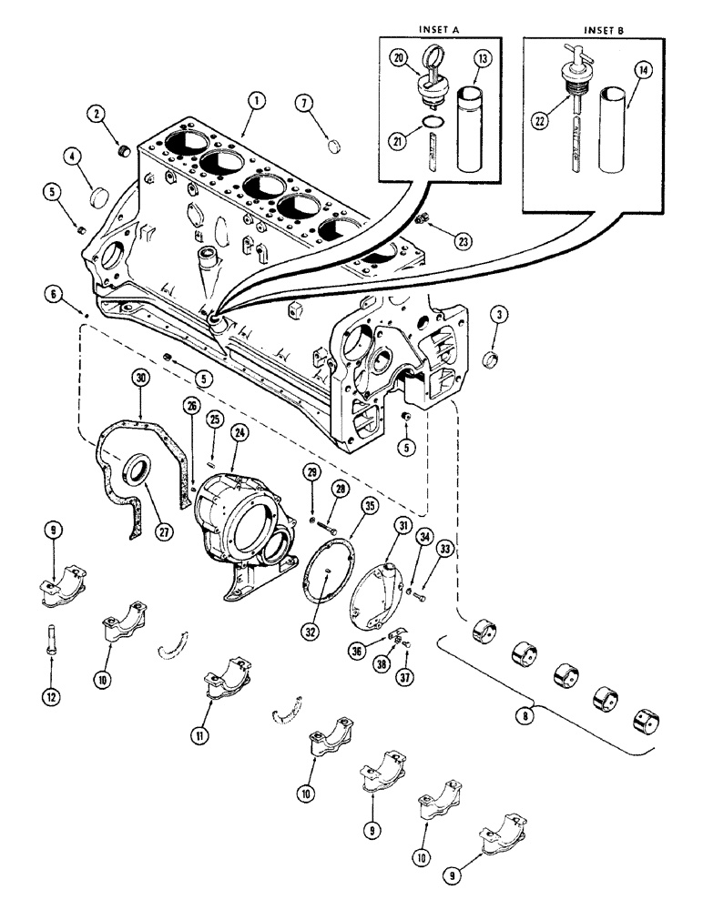 Схема запчастей Case W10B - (031A) - CYLINDER BLOCK ASSEMBLY, (377) SPARK IGNITION ENGINE, USED PRIOR TO ENGINE SERIAL NUMBER 2173890 (02) - ENGINE